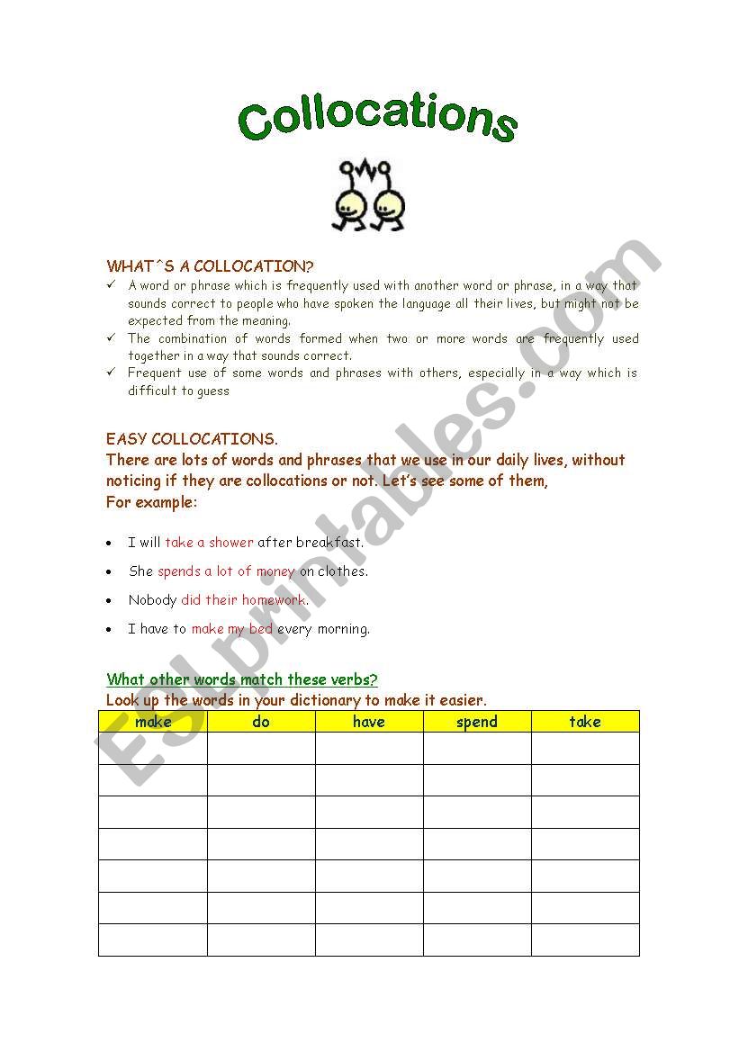 COLLOCATIONS worksheet