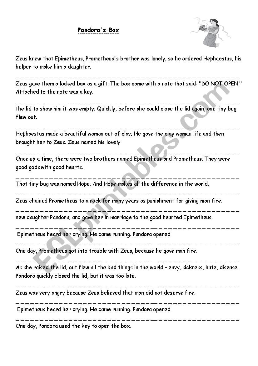 Pandoras Box - Strip Story worksheet
