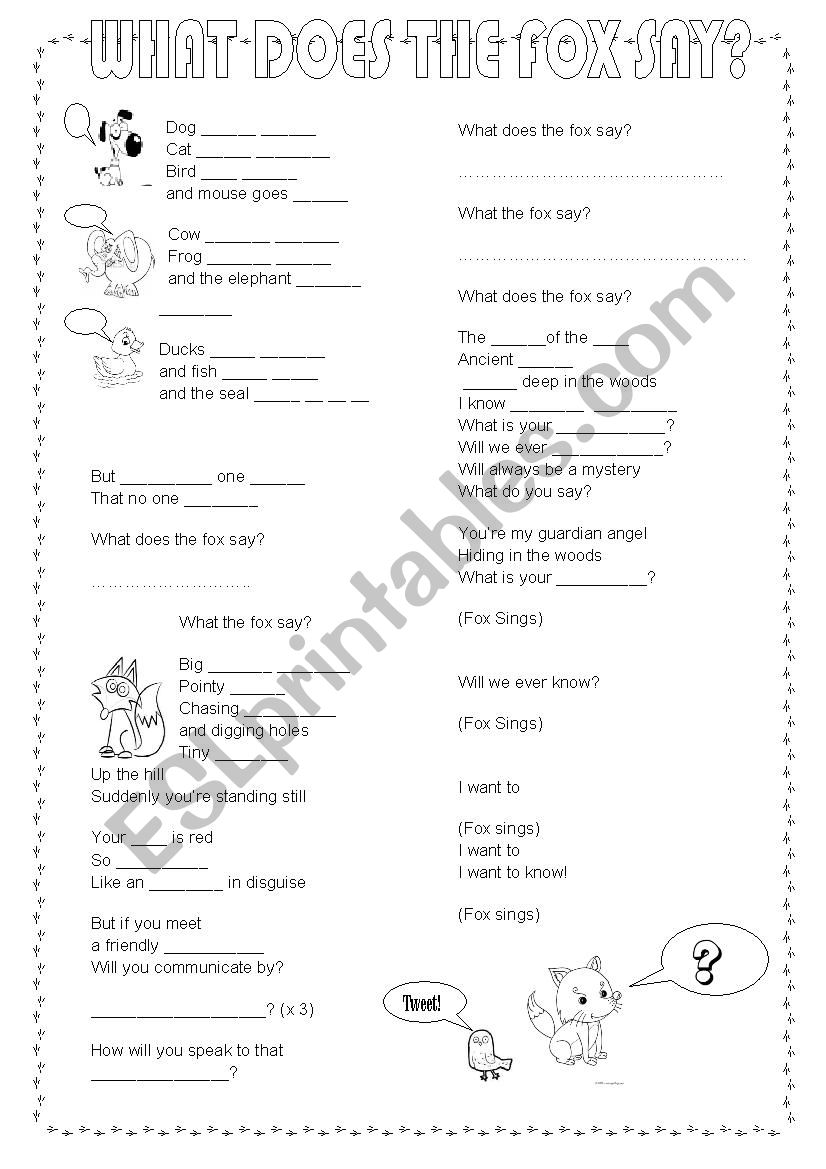 What does the fox say? worksheet