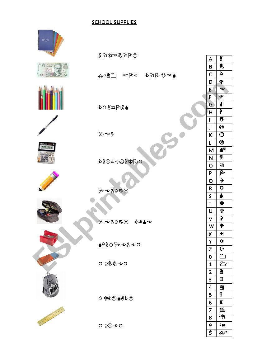 Classroom objects worksheet