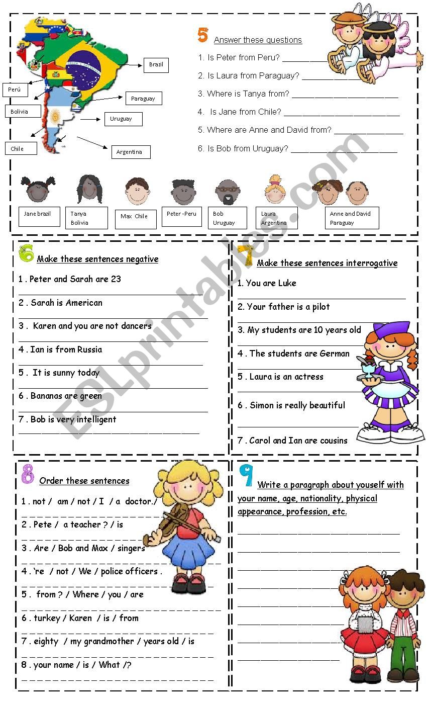 verb to be - 2 part  worksheet