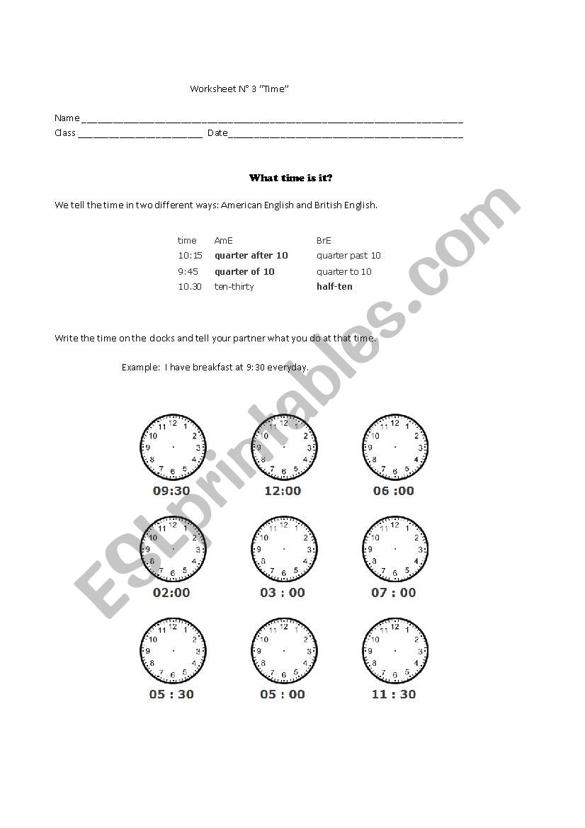 Time worksheet