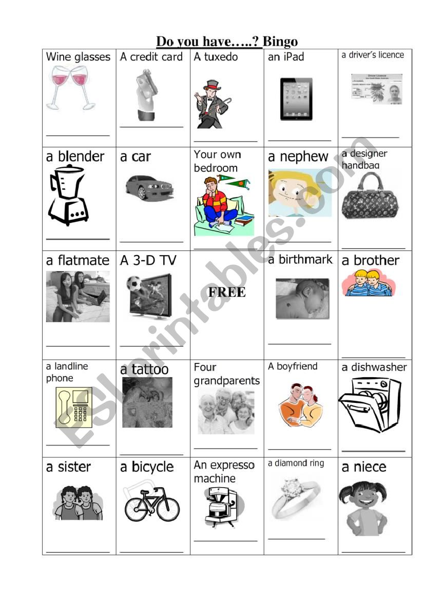 Do you have...interview bingo worksheet