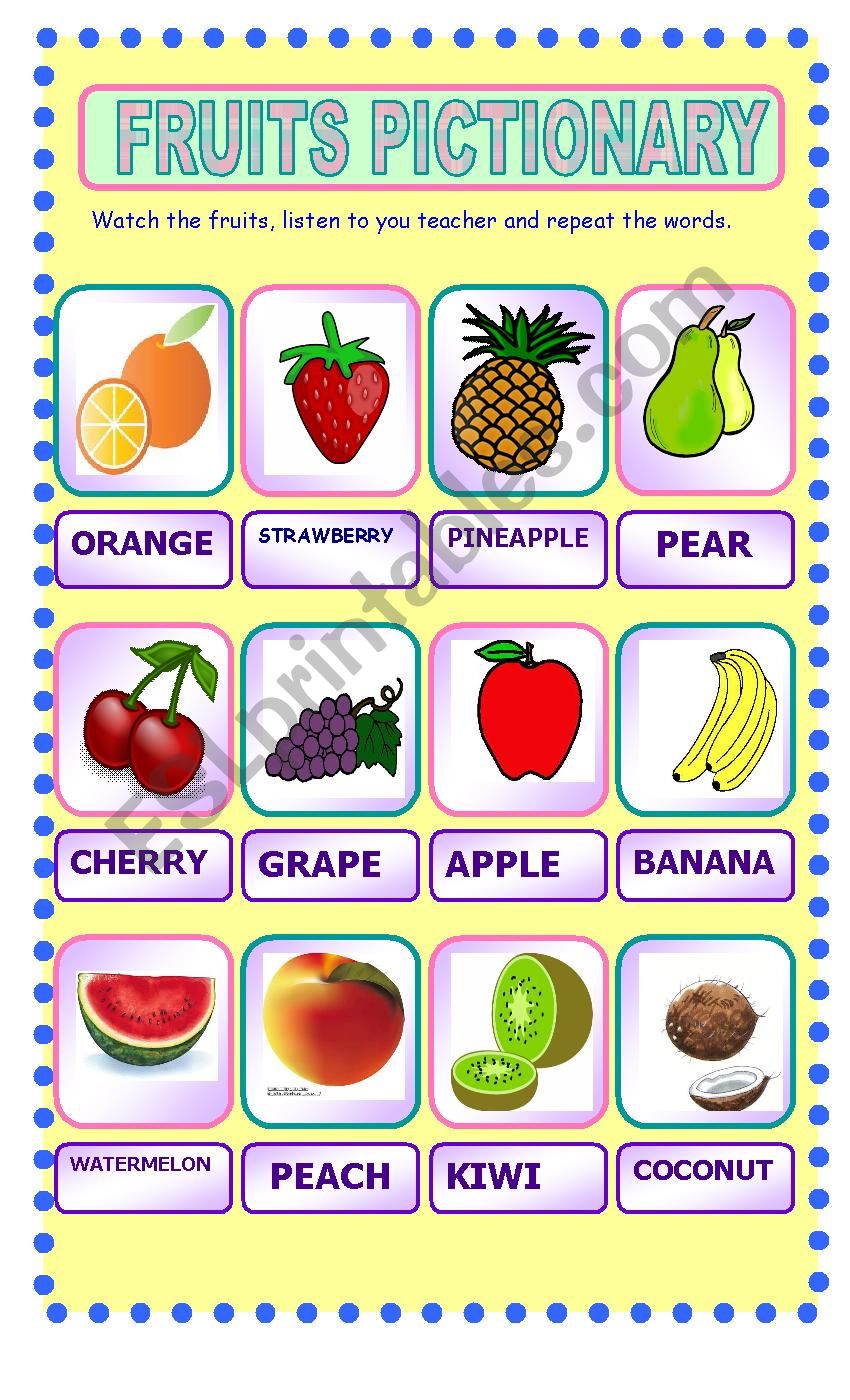 fruit vocabulary - ESL worksheet by lisbethml