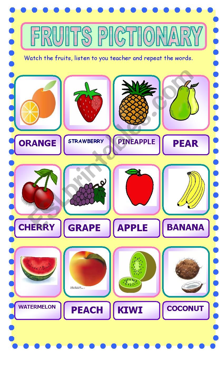 fruit vocabulary worksheet