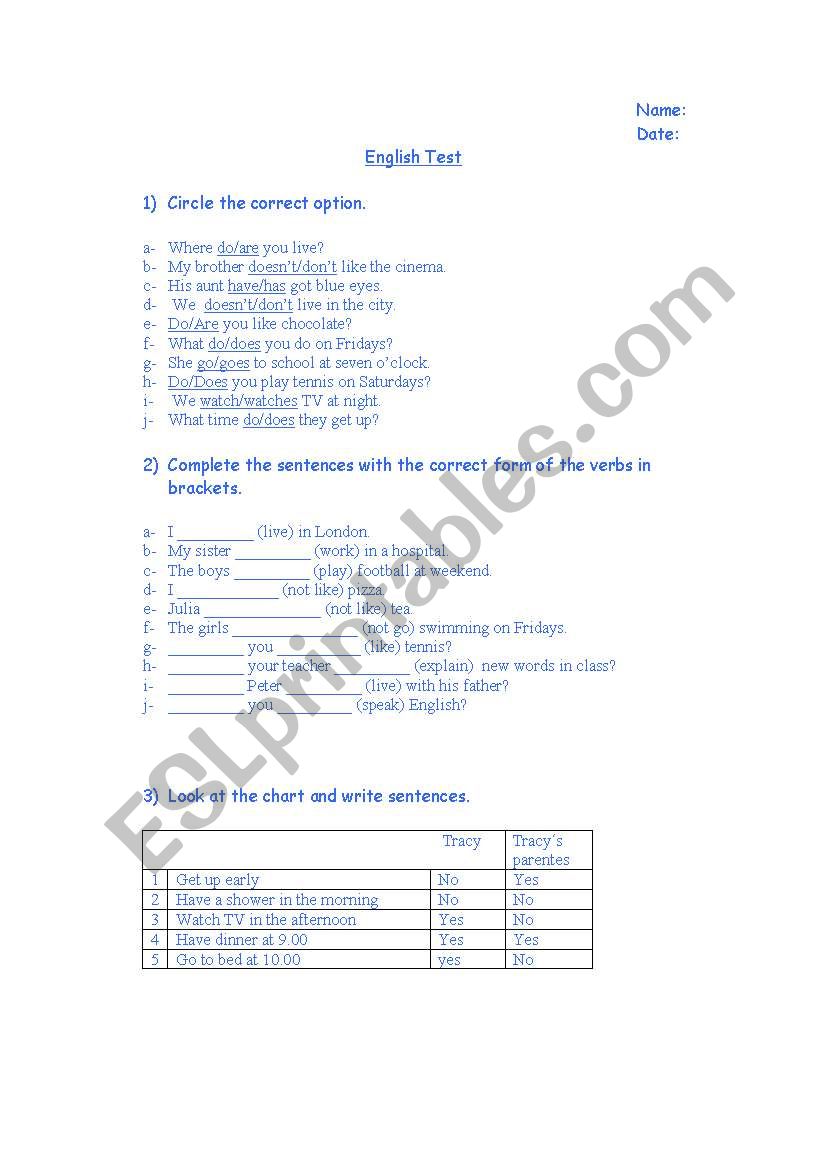 Present Simple worksheet