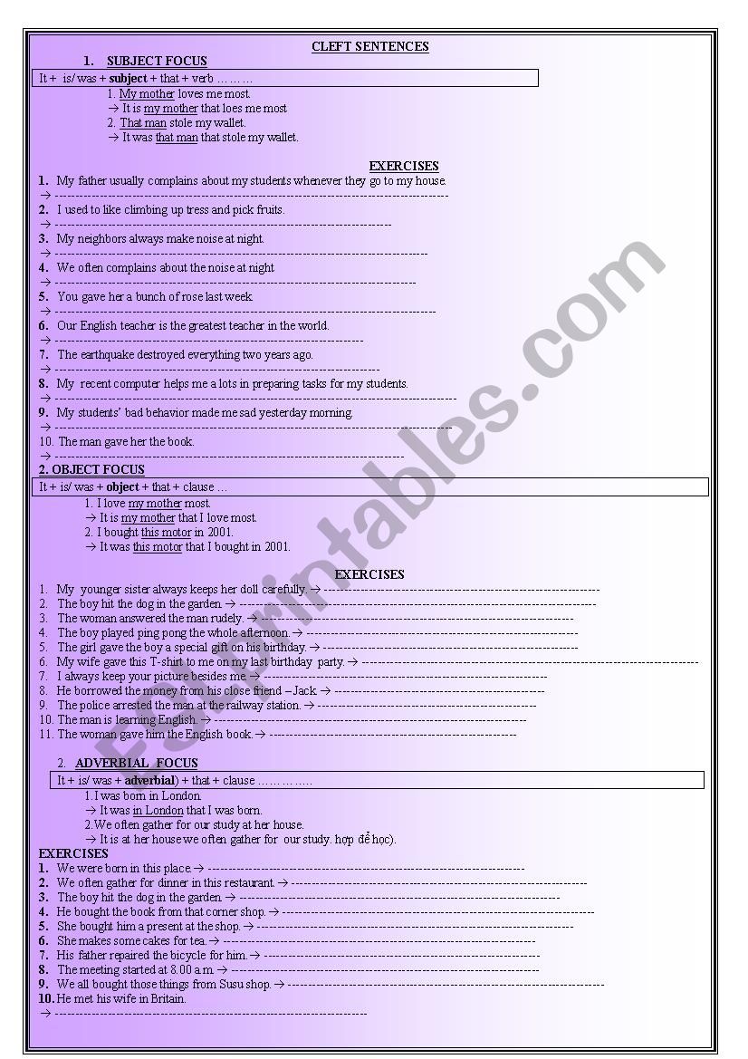 grammar worksheet