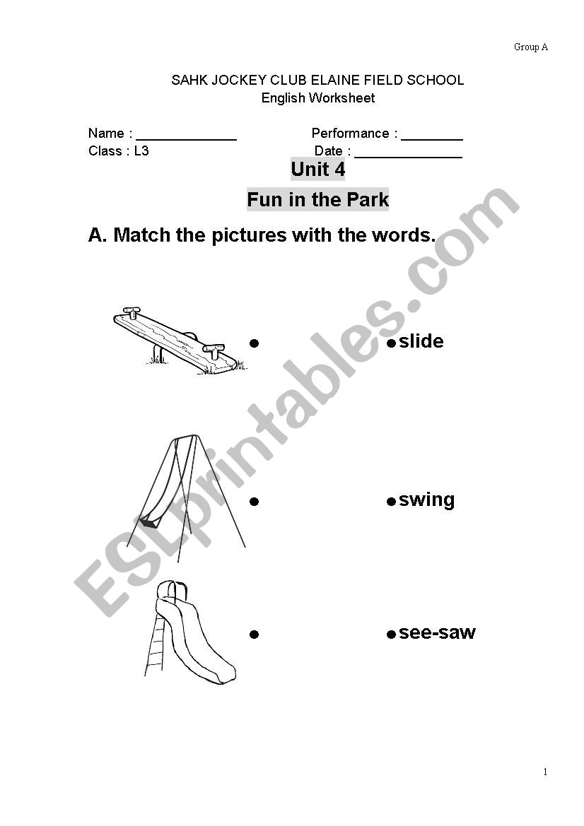 Playground worksheet