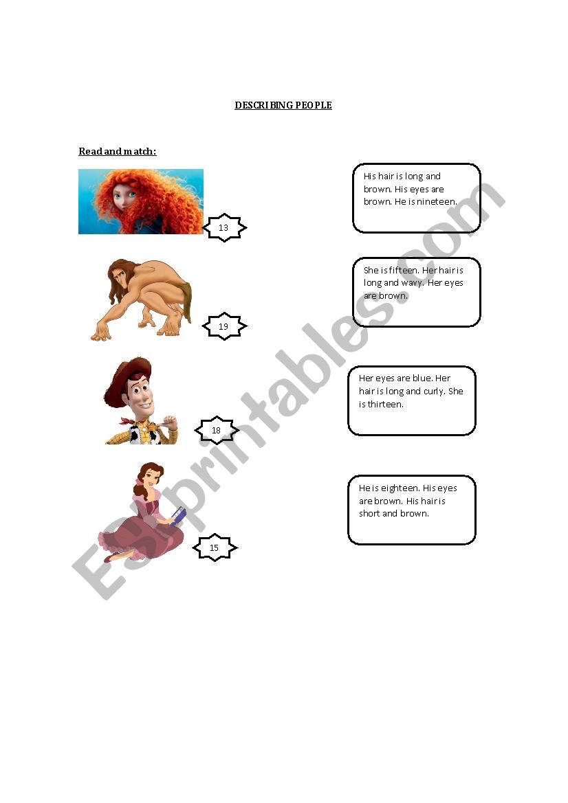 Describing people worksheet