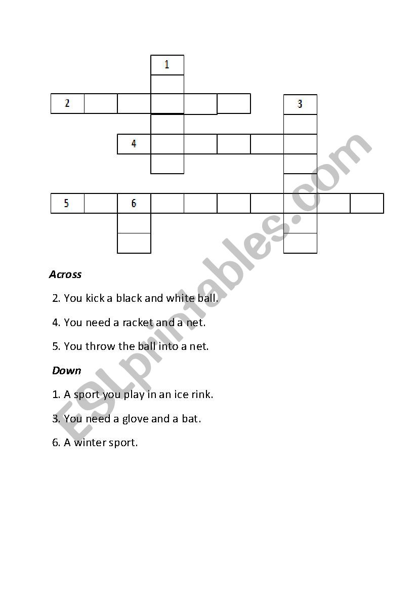 crossword for Games worksheet