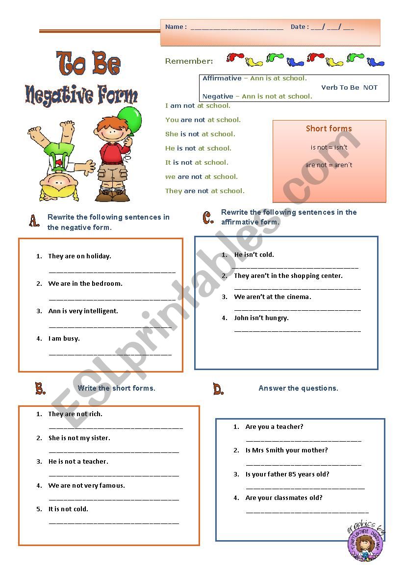 verb to be  worksheet