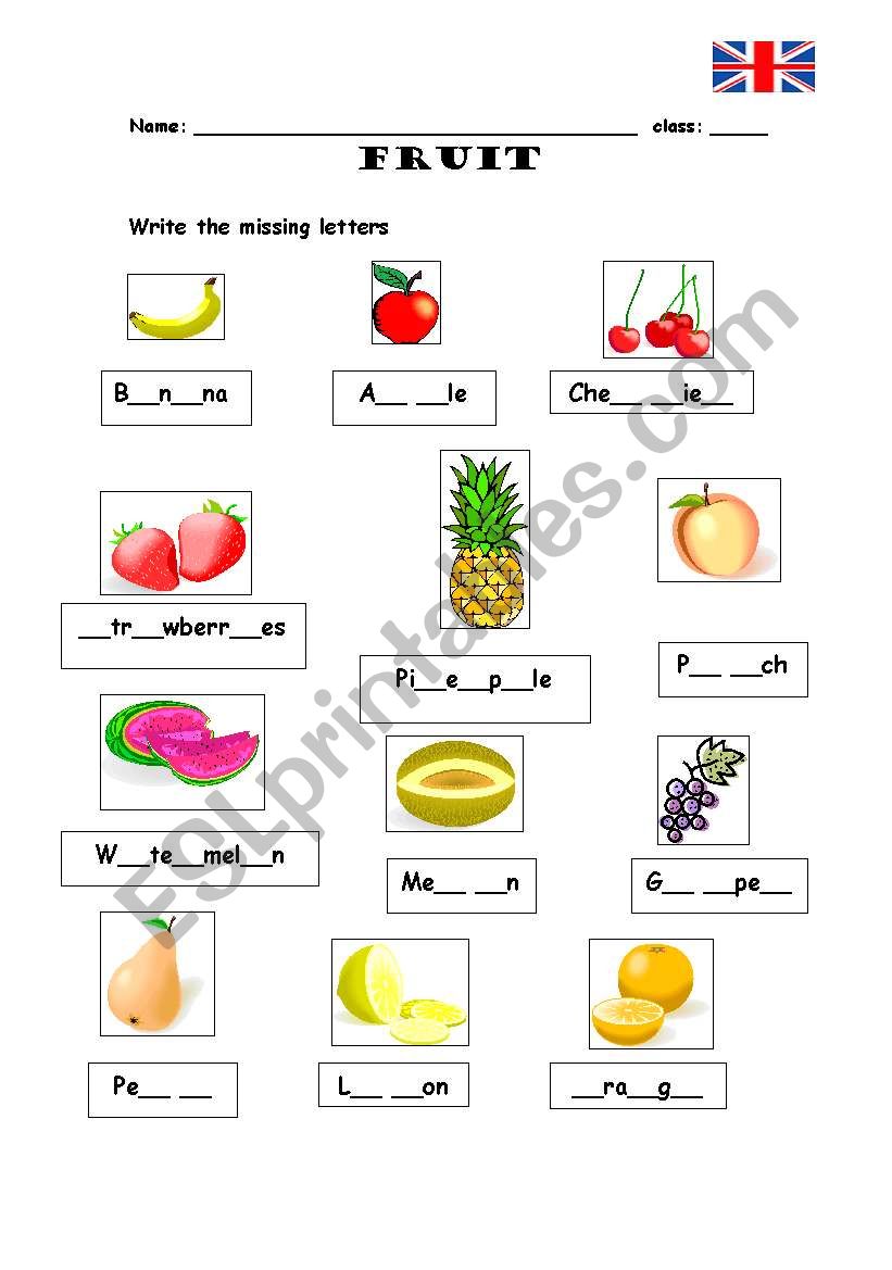 Fruit 2 worksheet