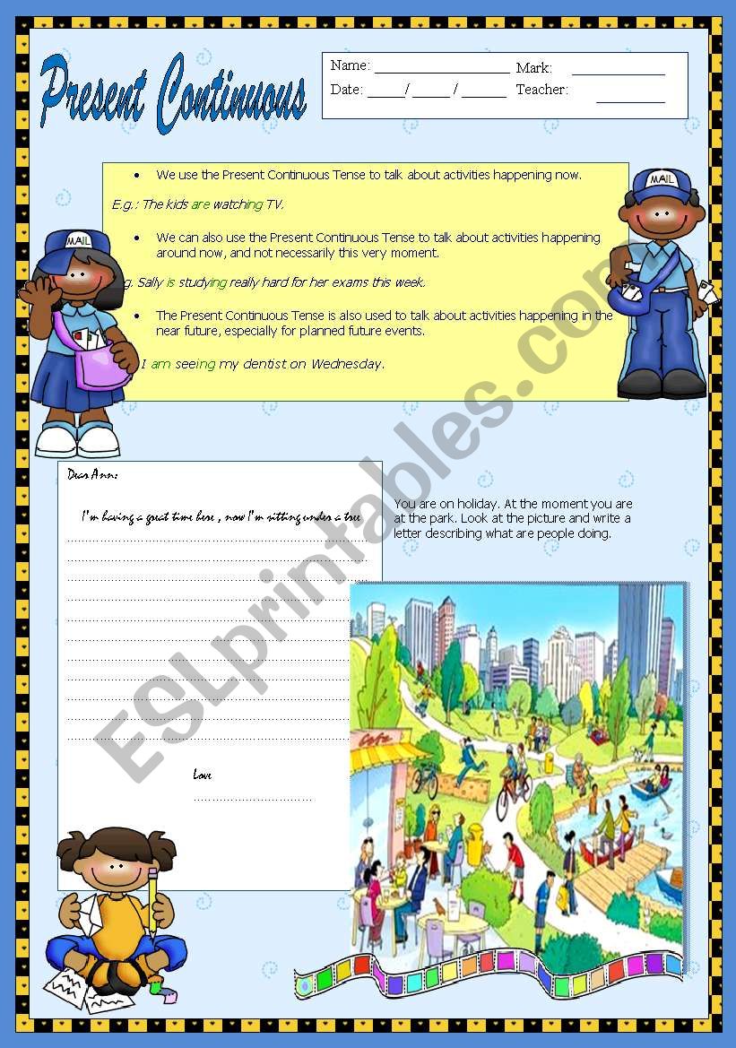 Present continuous worksheet