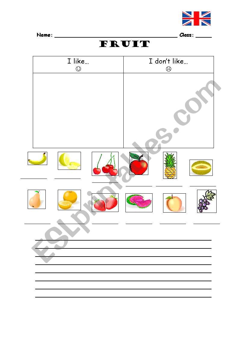 Fruit 3 worksheet