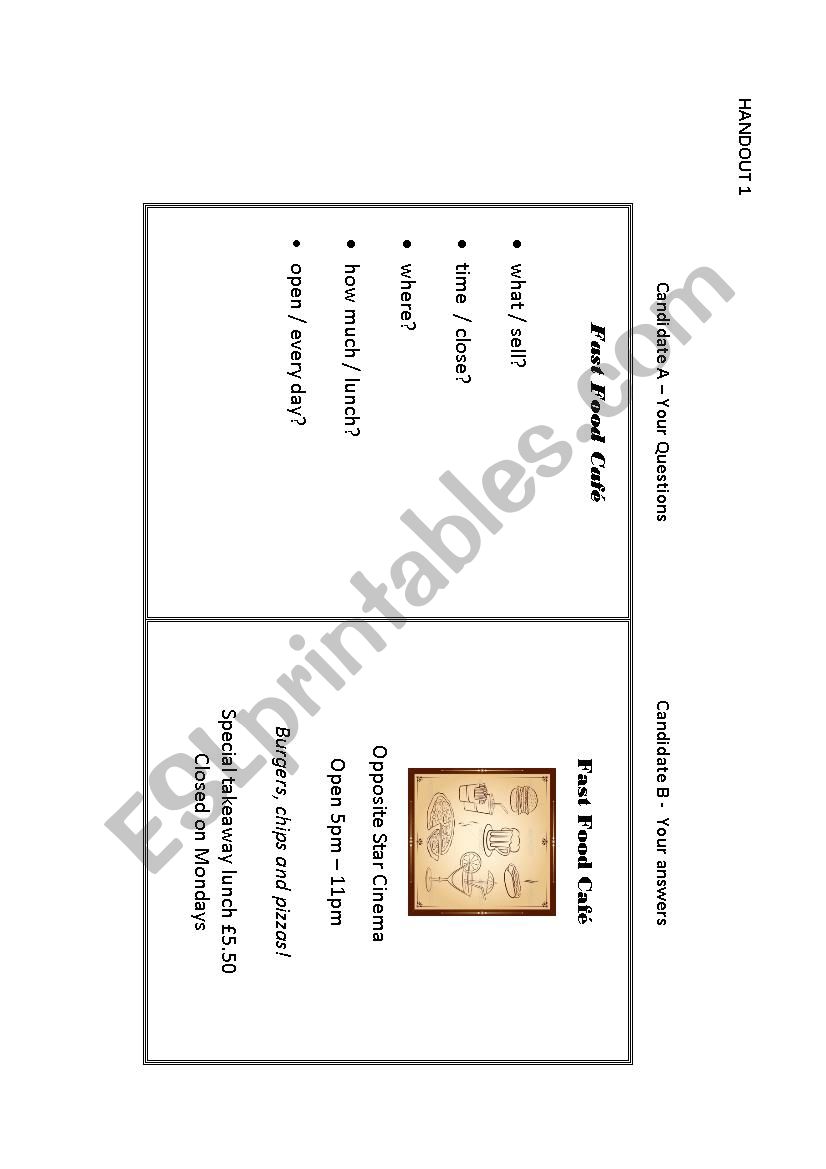 Speaking Cards worksheet