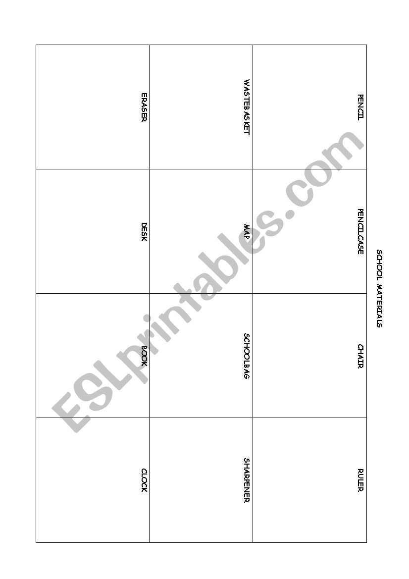 School Materials worksheet