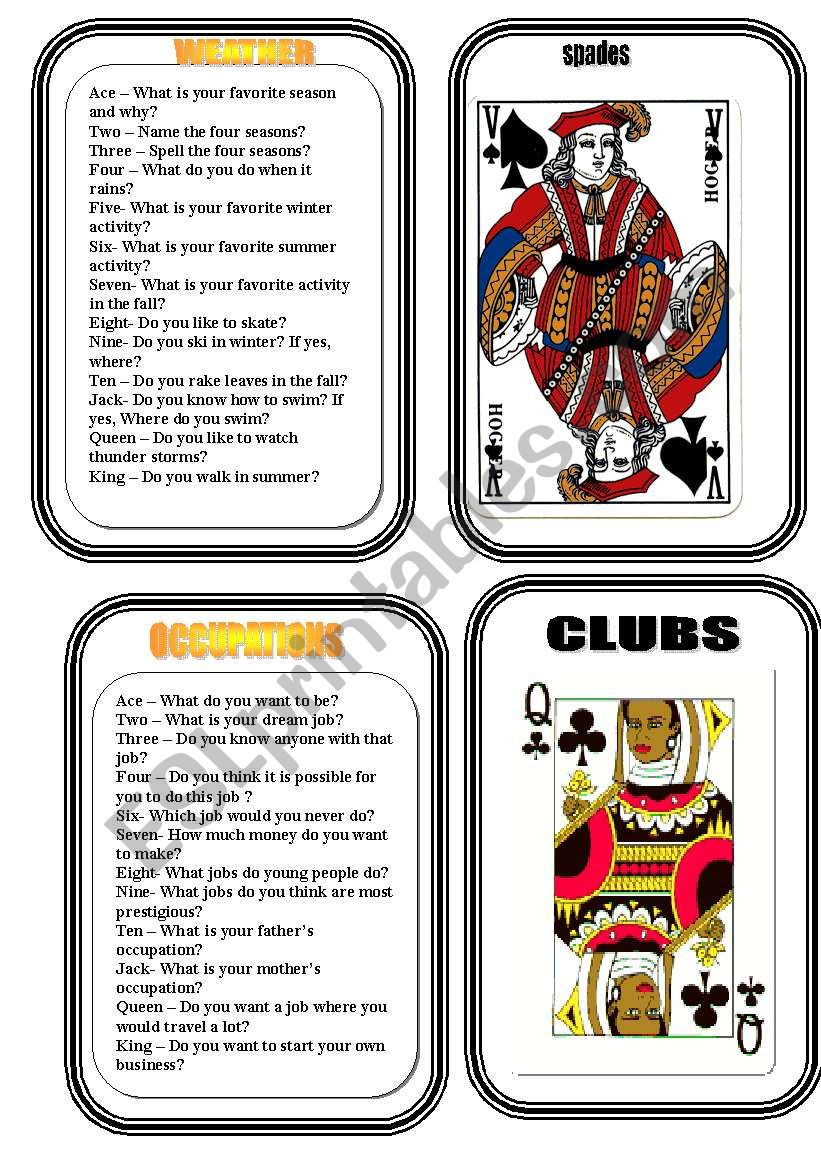 CARD TWO - CONVERSATION GAME worksheet