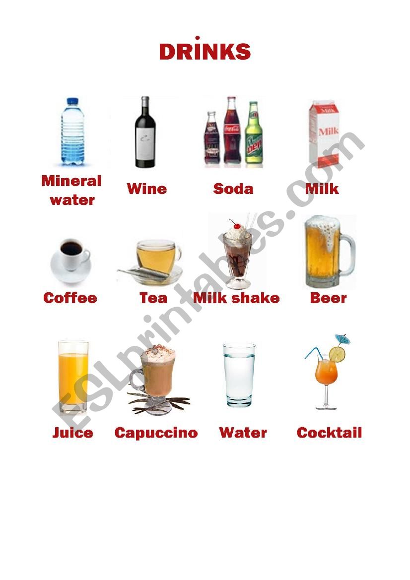 Drinks worksheet