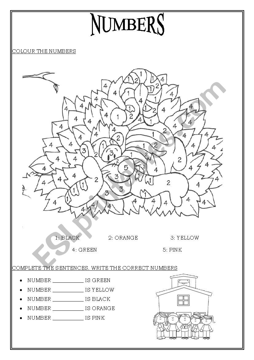 NUMBERS AND COLOURS worksheet