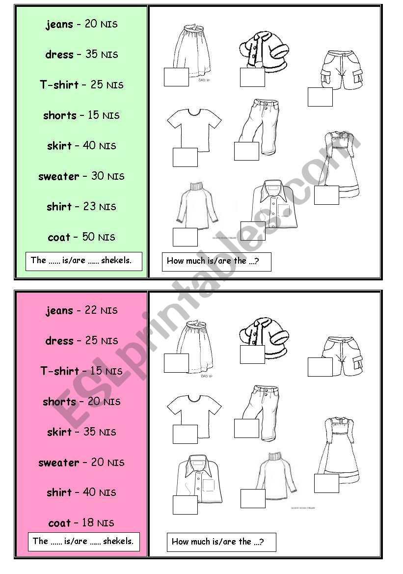 Pair Work_ Clothes worksheet