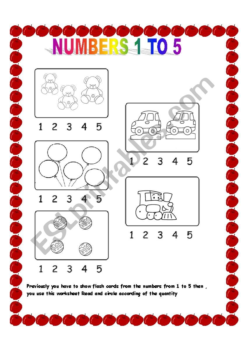 NUMBERS FROM 1 TO 5 worksheet