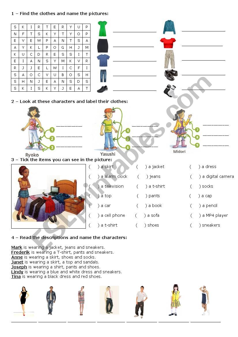 Clothes worksheet