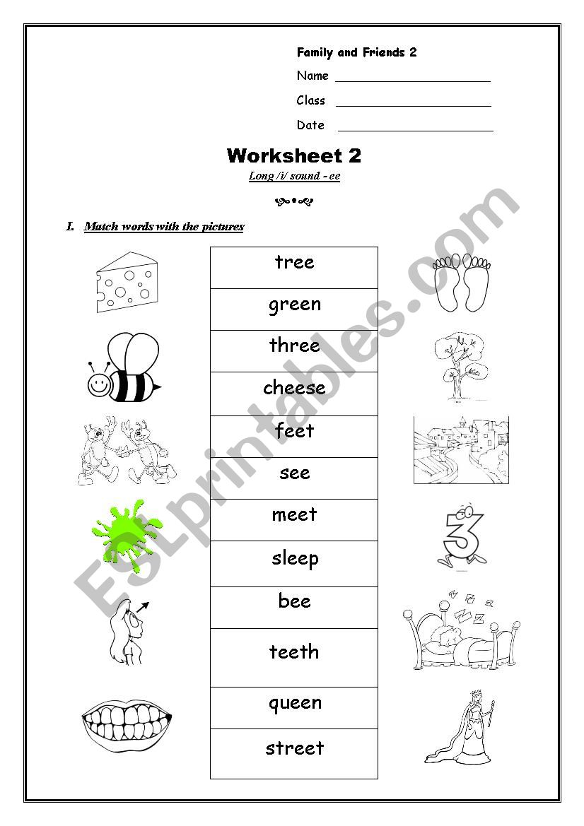 Long /i/ sound - ee worksheet