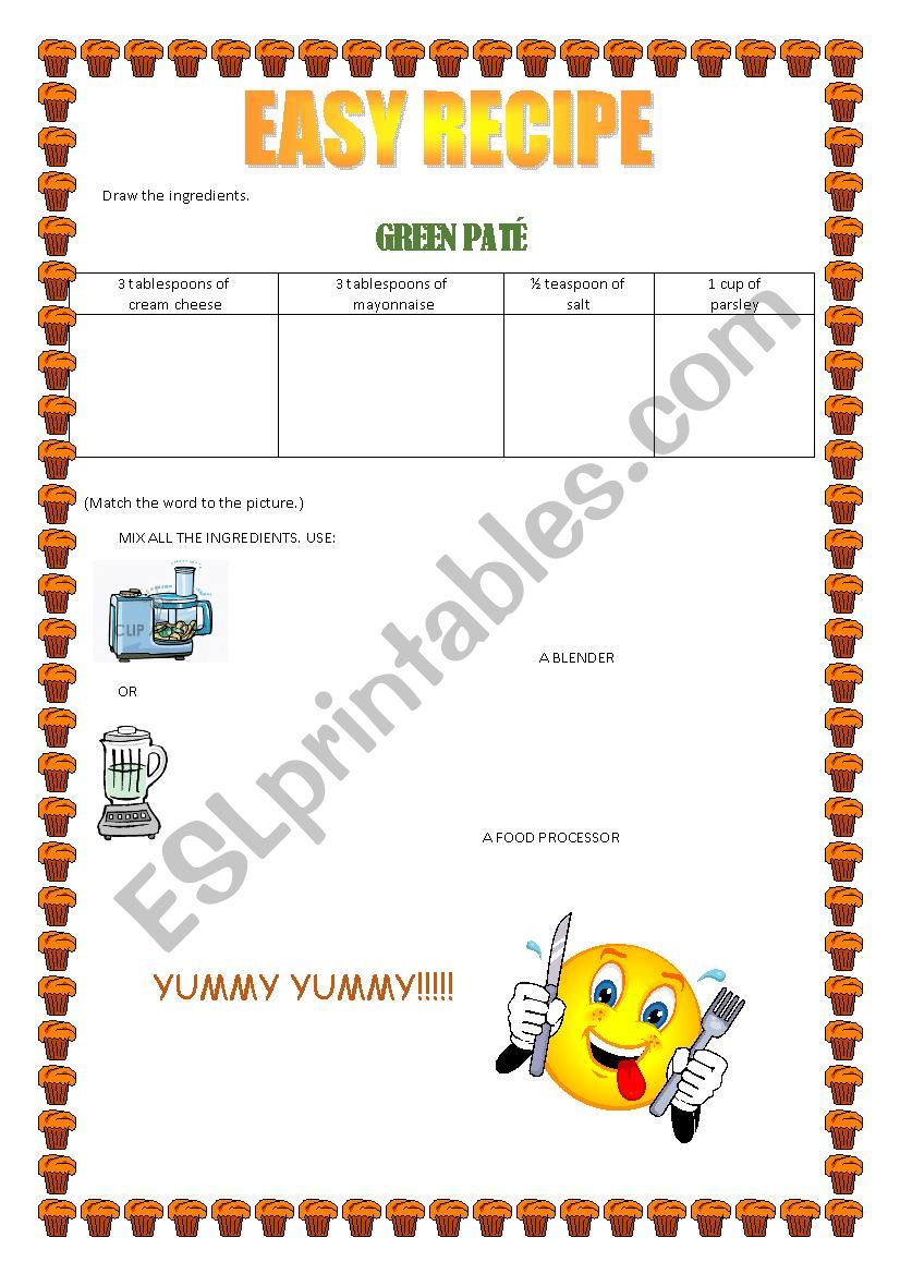 RECIPE - GREEN PATÃ‰ worksheet