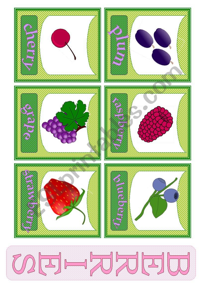 Berries. Flashcards. worksheet