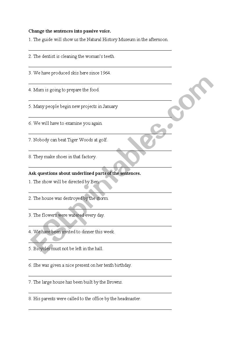 Passive Voice Exercises worksheet