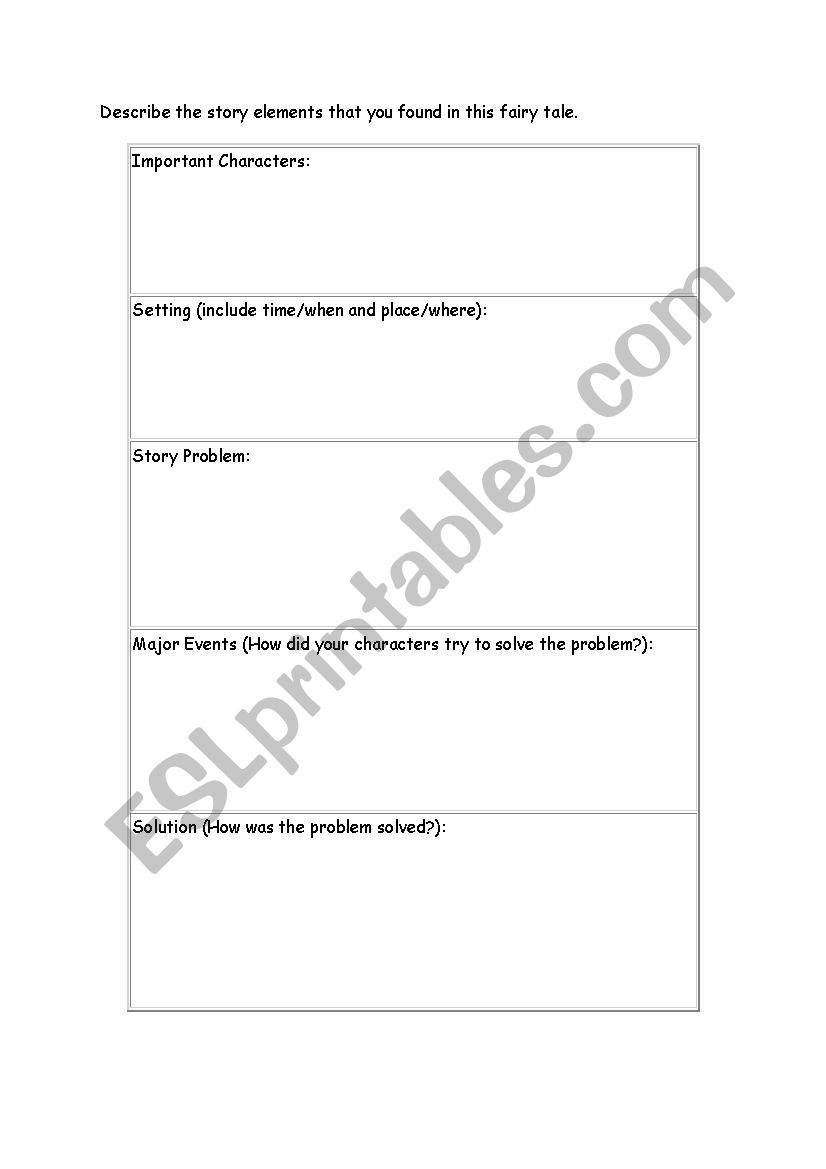 Narrative elements worksheet