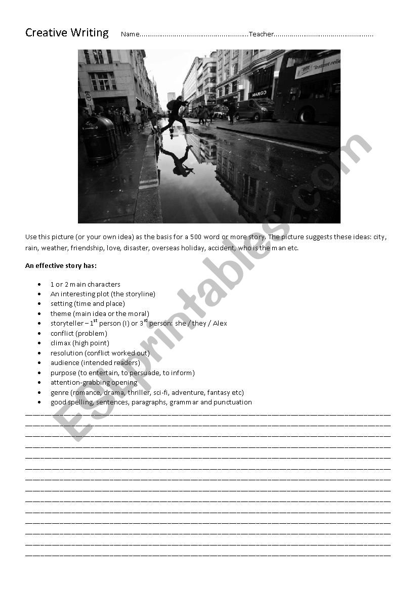 Creative Writing Starter worksheet