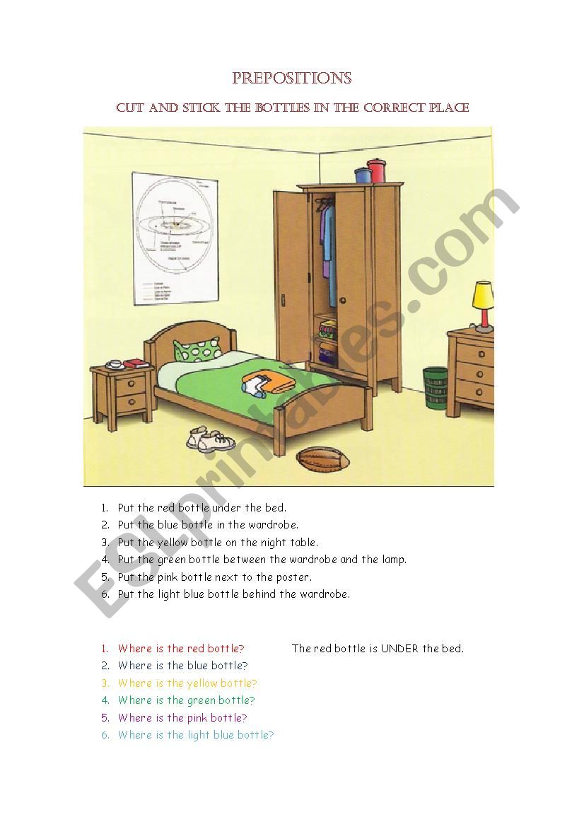 Preposition practise worksheet