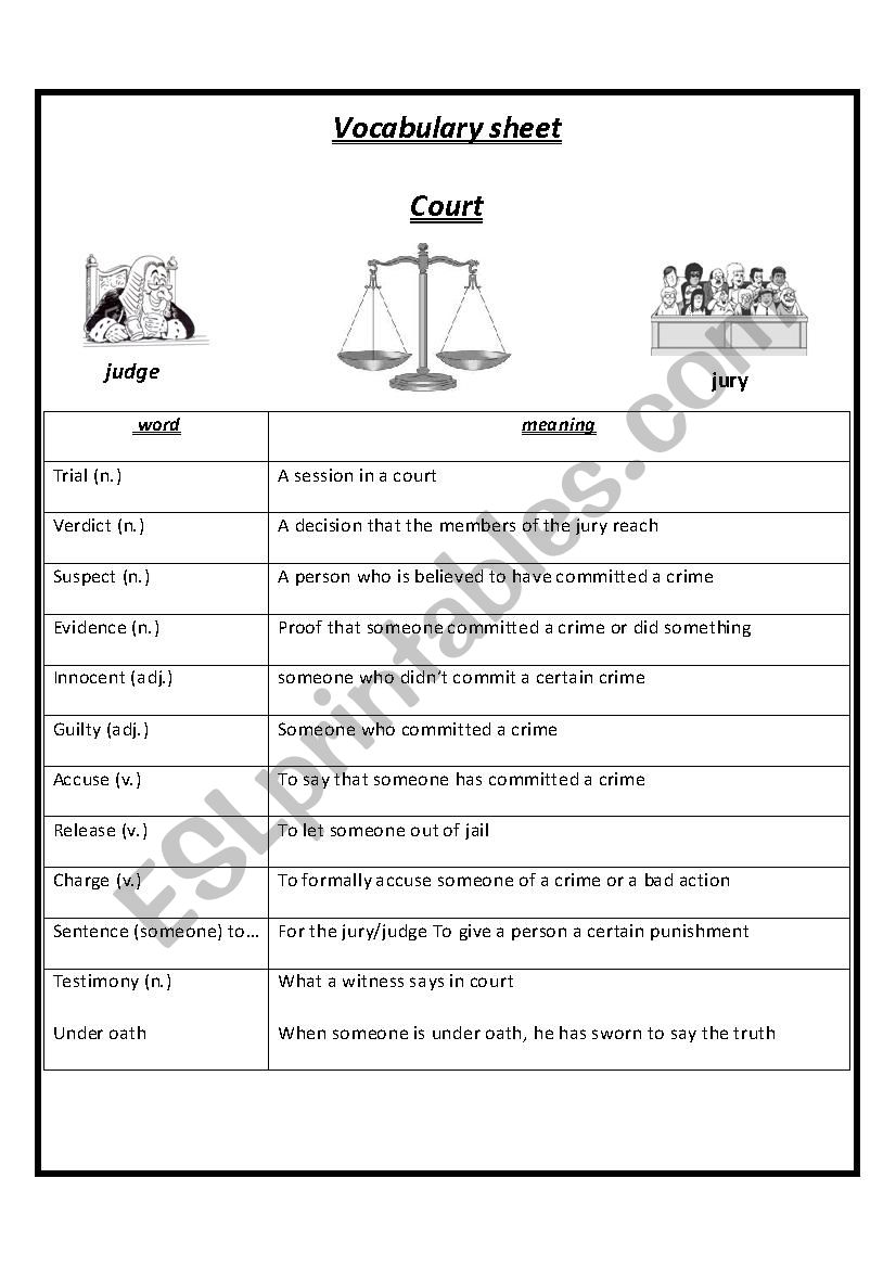 court worksheet