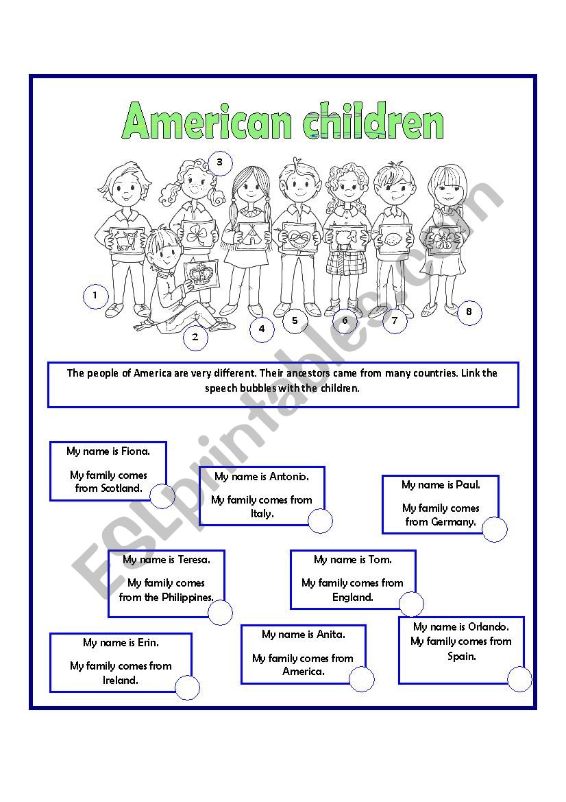 American Children worksheet