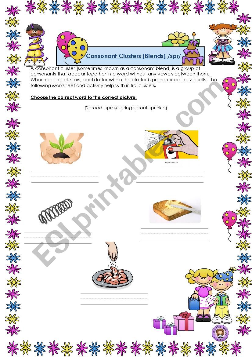 consonant cluster worksheet