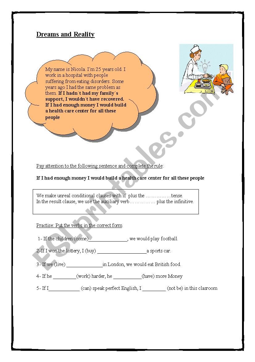 Dreamd and Reality worksheet