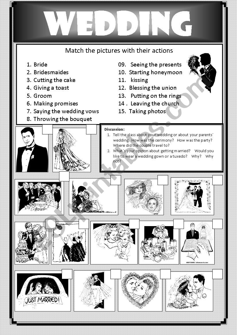 topic to discuss: wedding worksheet