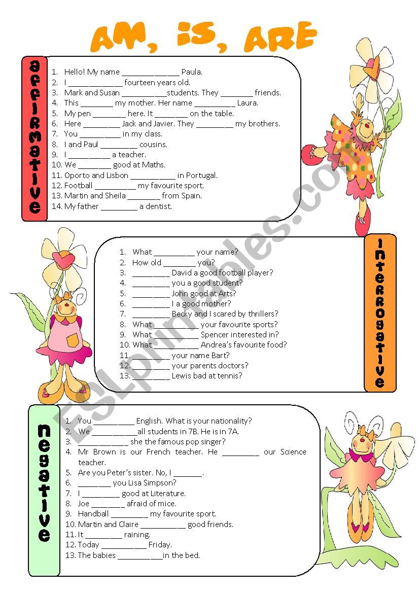 To be - present simple worksheet