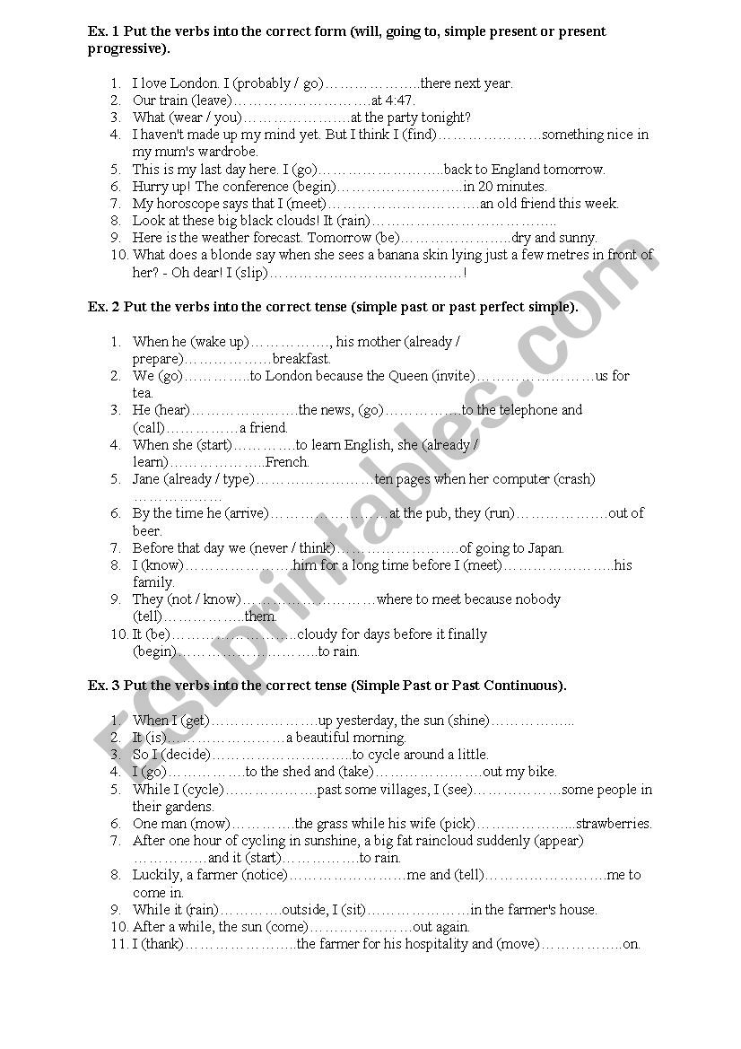 grammar wxercise worksheet