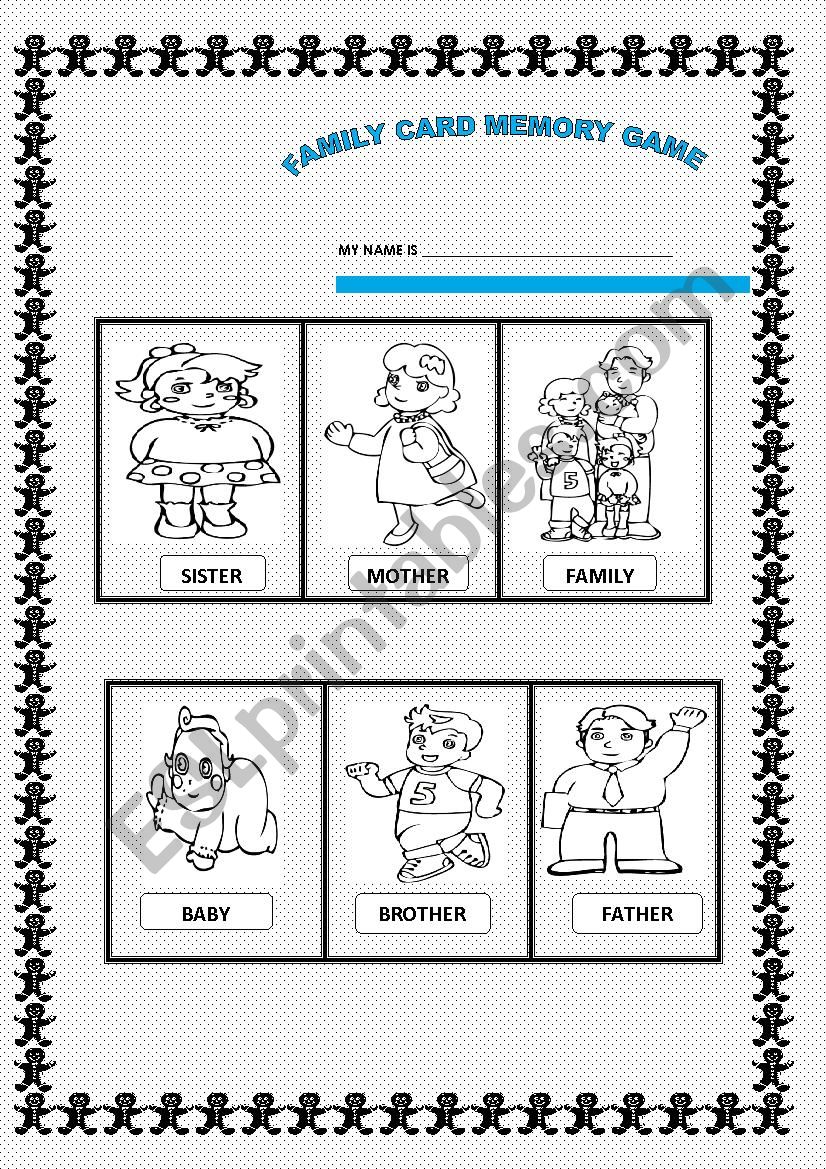 MEMORY CARD FAMILY GAME worksheet