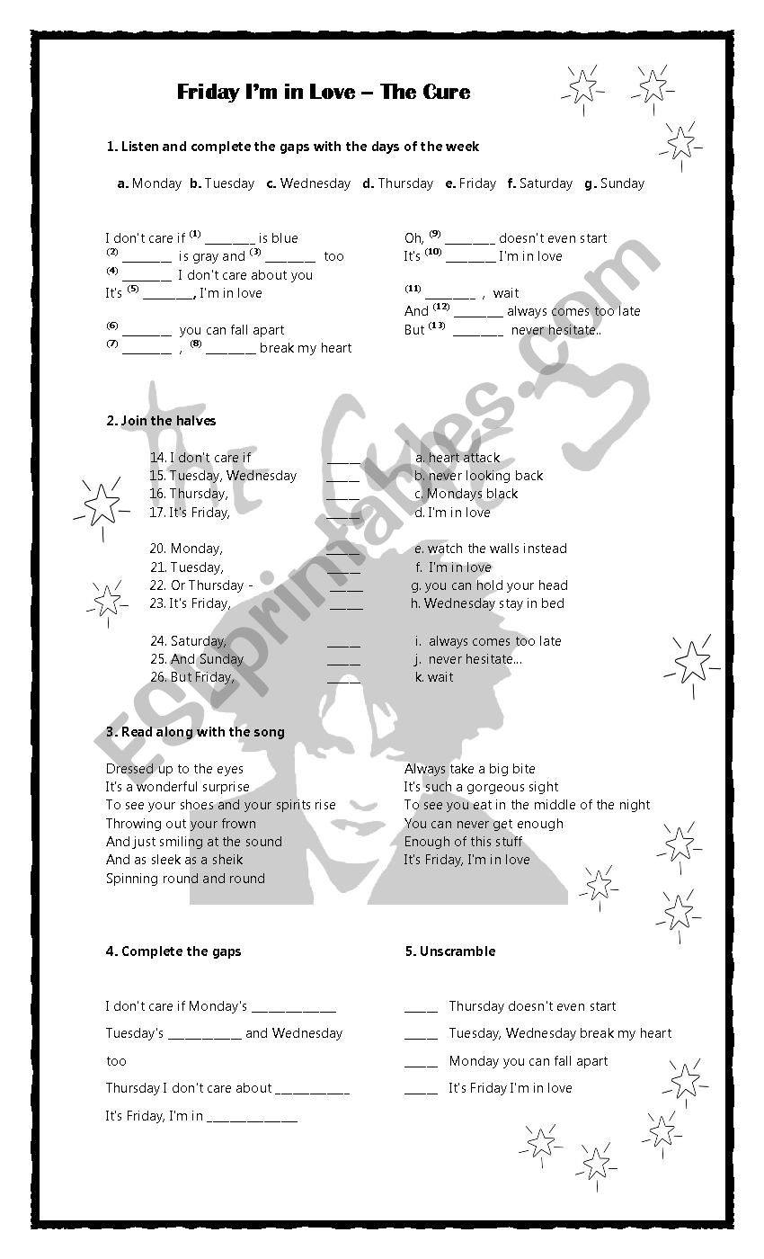 Friday Im in Love - Song worksheet