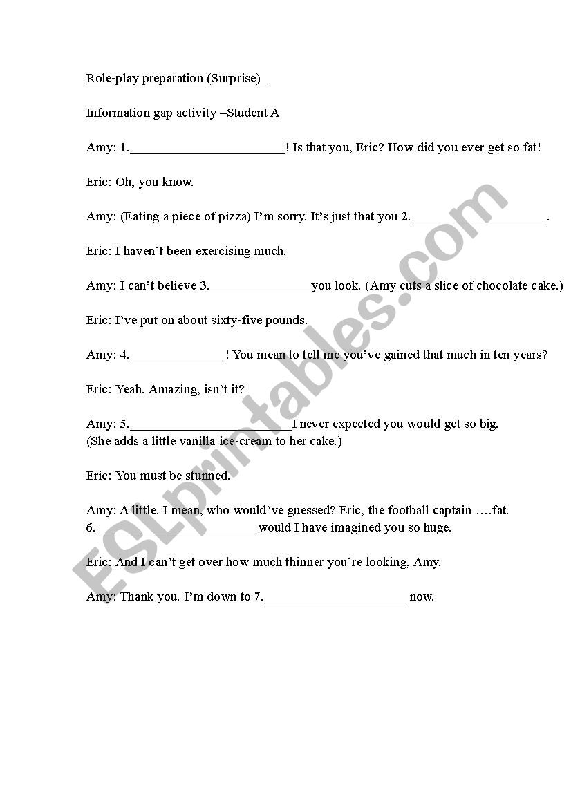 Surprise theme based information gap speaking activity 