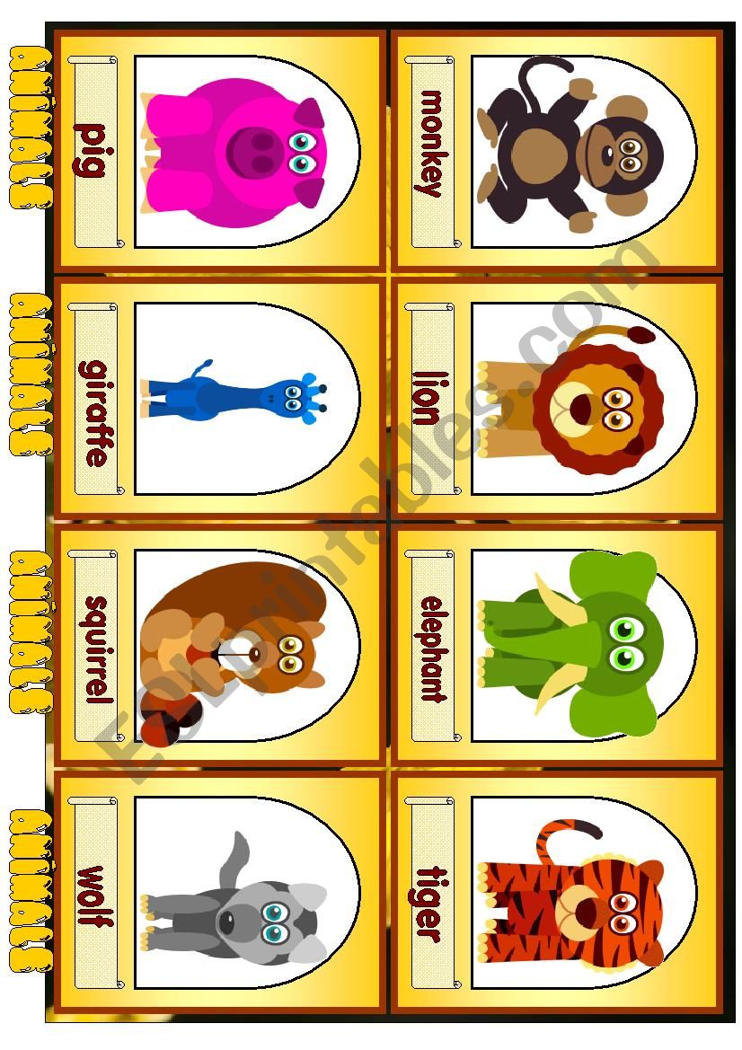 Animals. Flashcards. Part I. worksheet