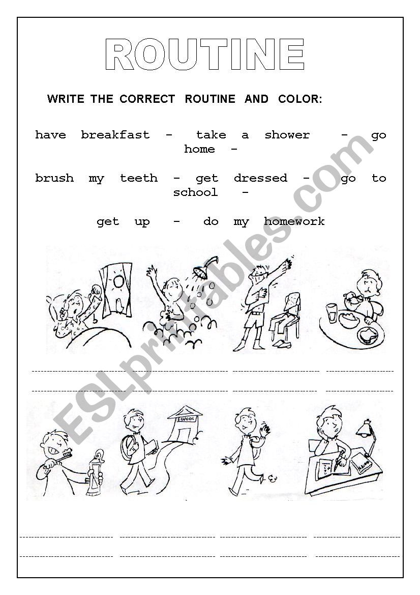 ROUTINE worksheet