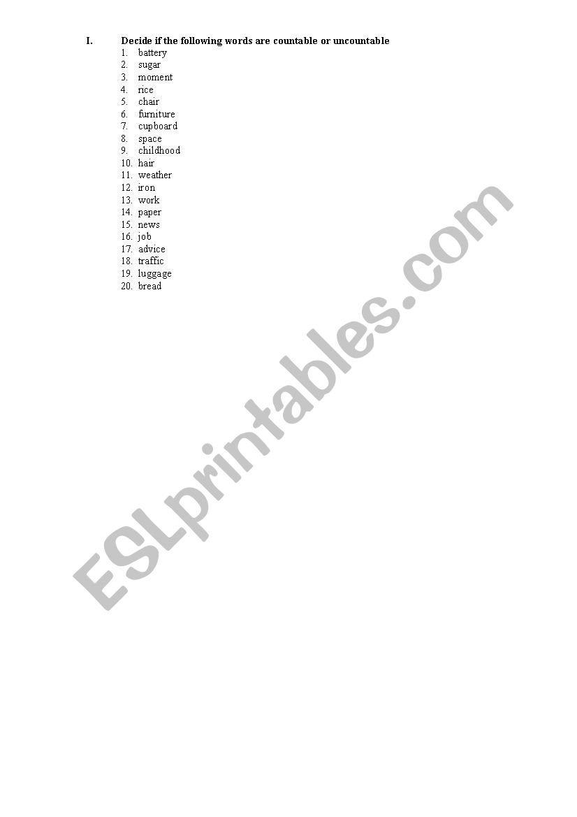Quantifiers/ countable uncountable nouns