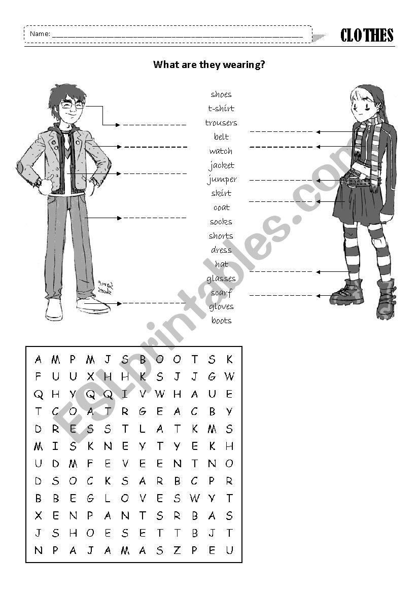 clothes worksheet