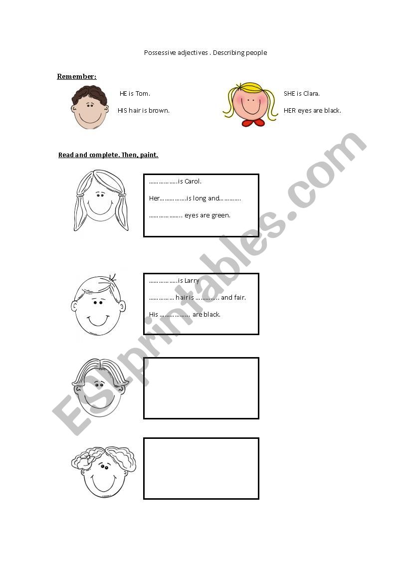 Describing people worksheet