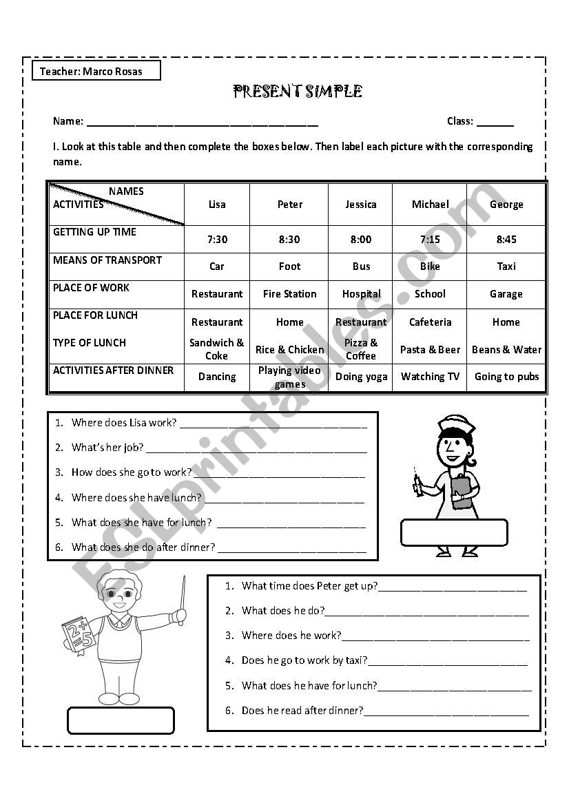 Present Simple Worksheet worksheet