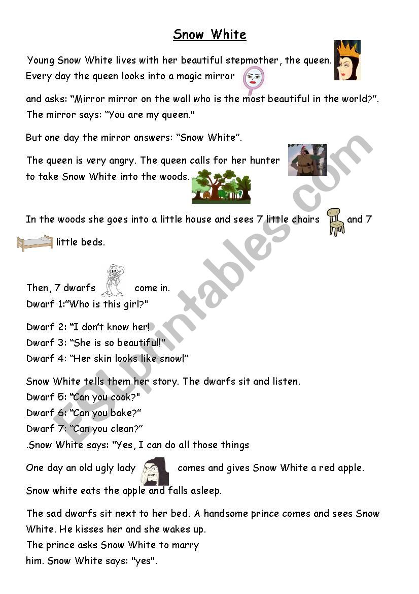 Snow White - Present Simple worksheet
